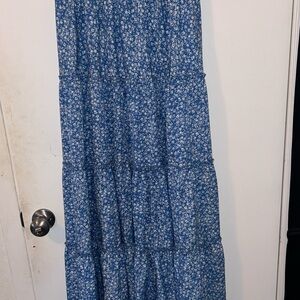 Source Unknown Blue Floral Maxi Skirt